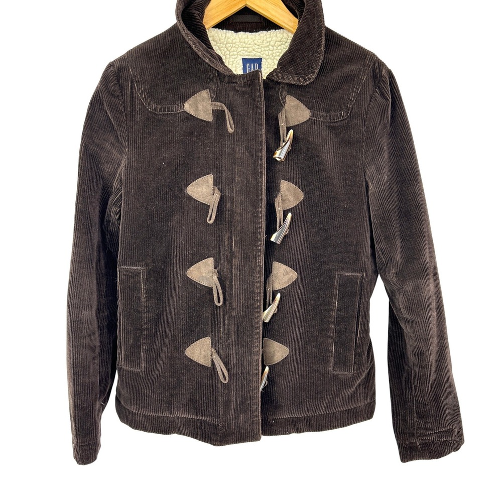 Vintage Y2K Gap Toggle‎ Coat Corduroy Sherpa Size M Womens